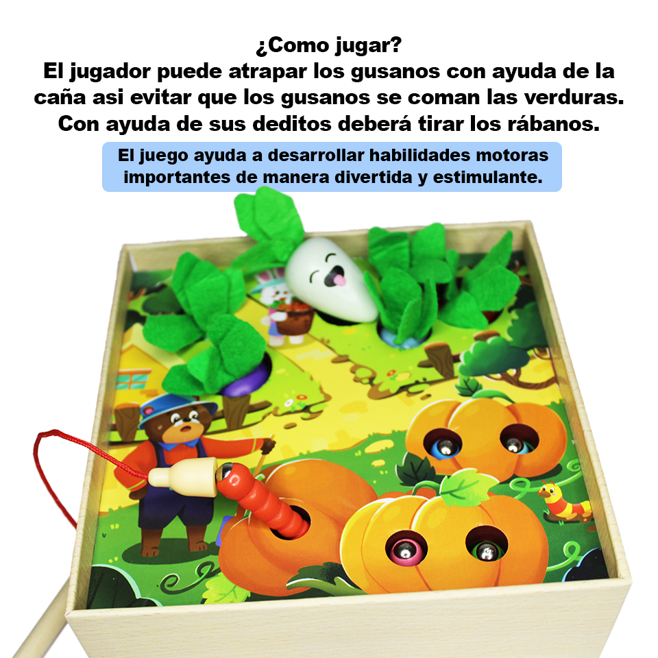 juego atrapar gusanos y tirar rabanos